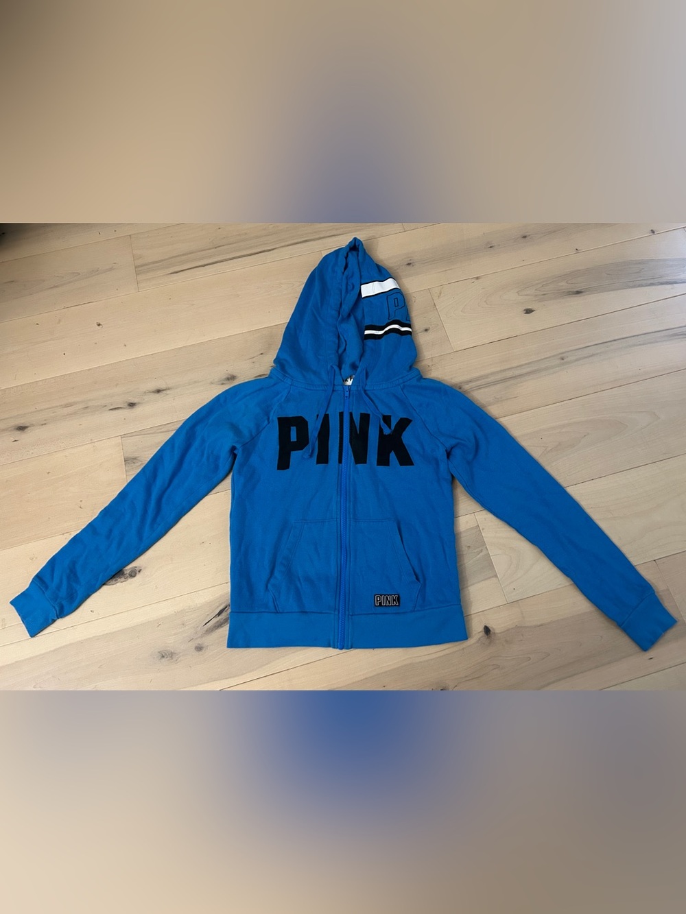 Victoria’s Secret Pink Zip-Up Hoodie Sweatshirt Blue Small